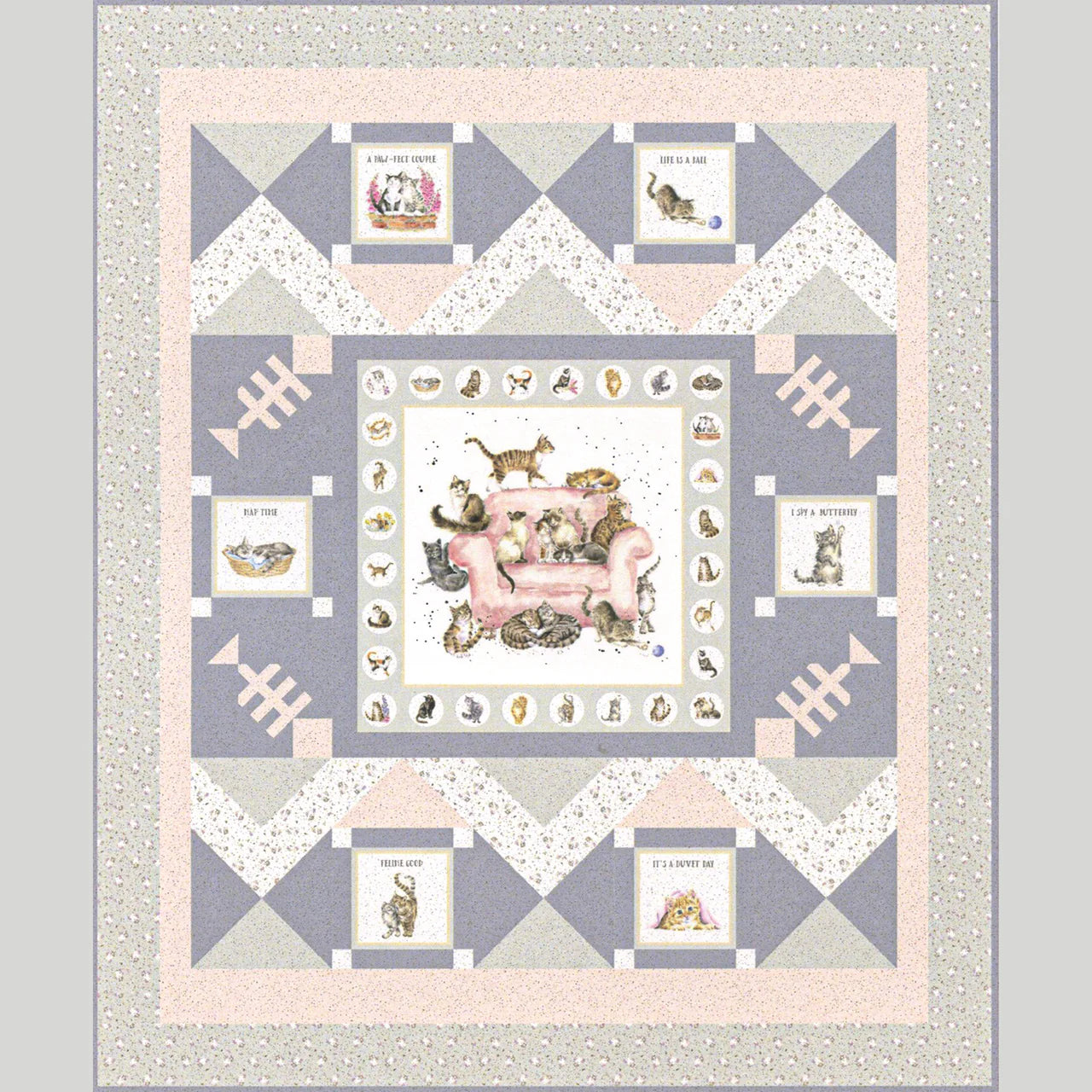 Pet Treats: Cat Quilt Kit Featuring Whiskers & Paws by Hannah Dale for Maywood Studio
