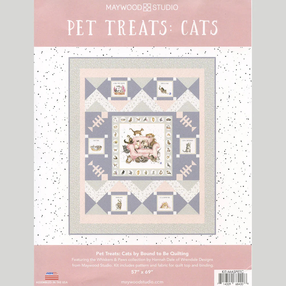 Pet Treats: Cat Quilt Kit Featuring Whiskers & Paws by Hannah Dale for Maywood Studio