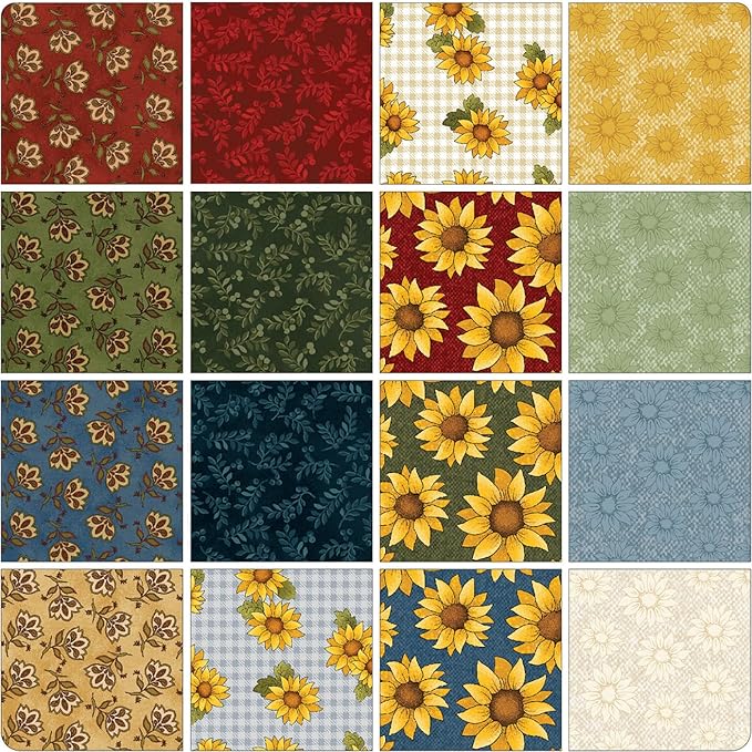 Sunflower Days 16pc Fat Quarter Bundle By Cheryl Haynes for Benartex