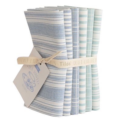 Woven Tea Towel Blue/Teal – Fat Quarter Bundle By Tone Finnanger for Tilda Fabrics