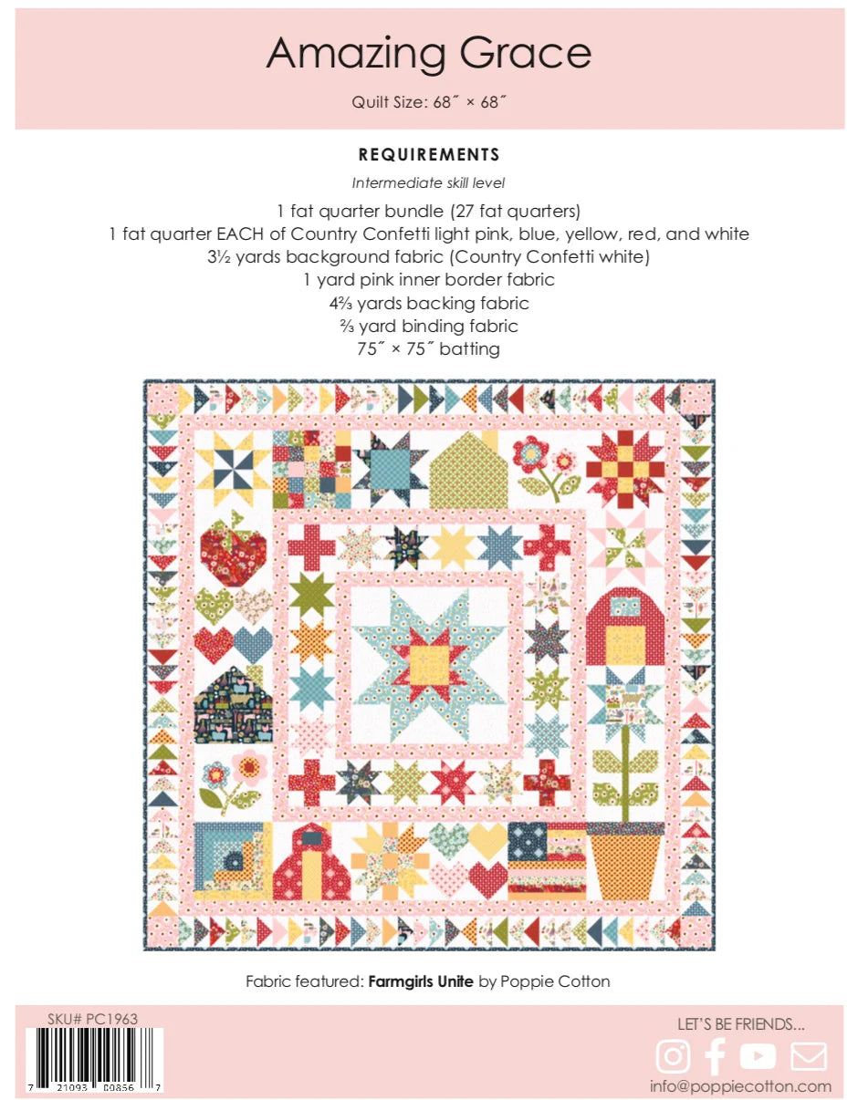 Amazing Grace Quilt Pattern by Jina Barney for Poppie Cotton
