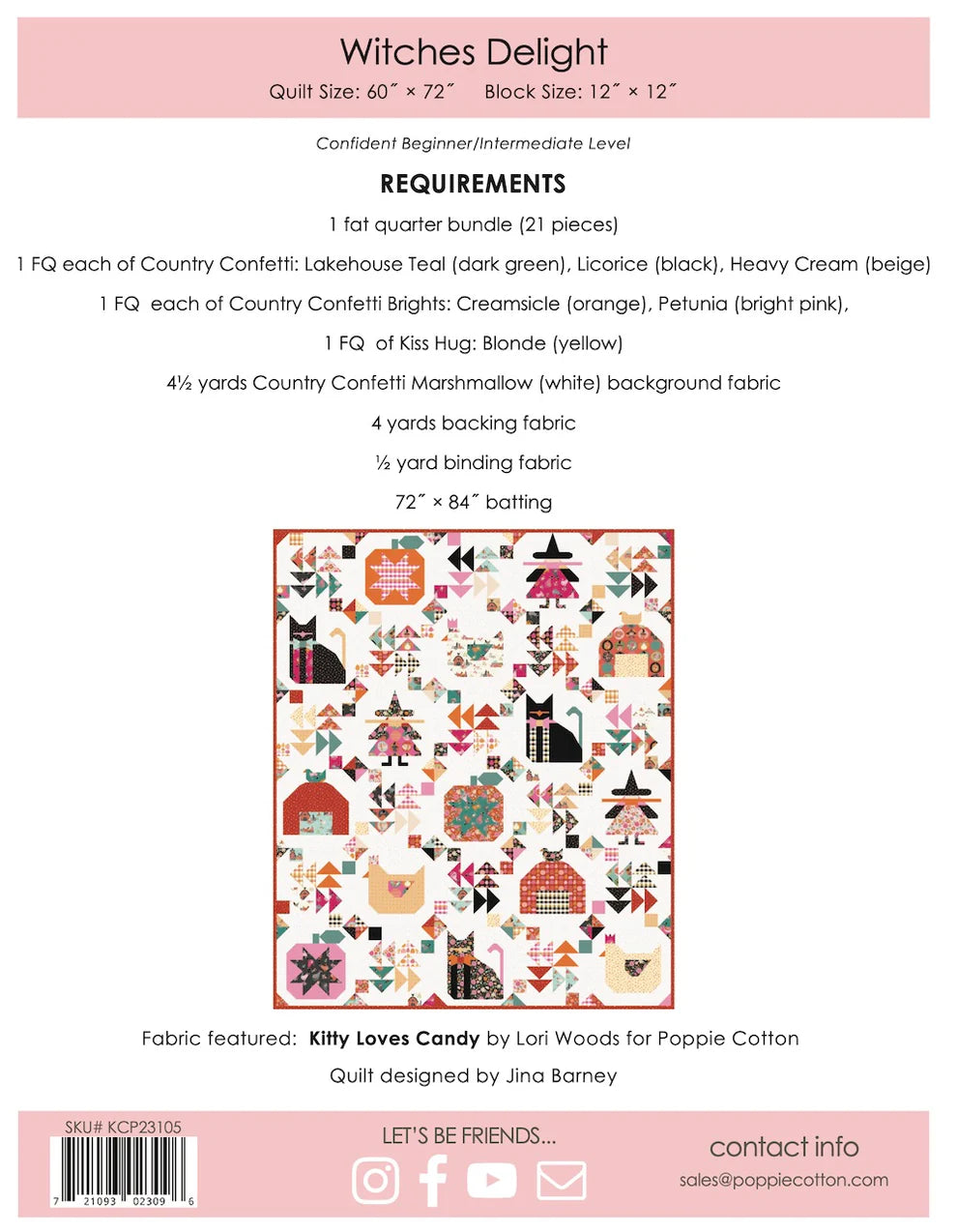 Witches' Delight Quilt Pattern By Jina Barney for Poppie Cotton