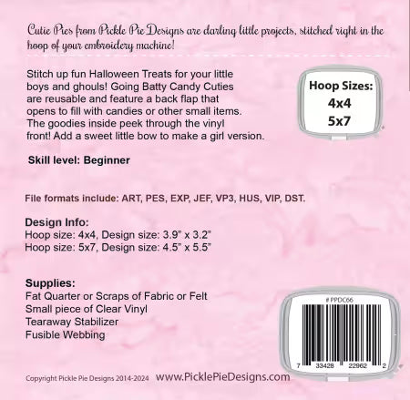 Going Batty Candy Cuties In the Hoop Machine Embroidery Design Set