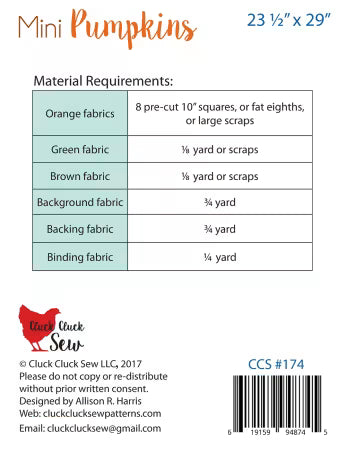 Mini Pumpkins Quilt Pattern by Allison Harris of Cluck Cluck Sew